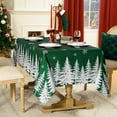 thumbnail image 2 of Christmas Tablecloth Rectangle 60x102 Inch, Winter Xmas Trees Green Table Cloth, Stain Resistant Farmhouse Fabric Table Cover for Holiday, Dinner, Party, 2 of 6