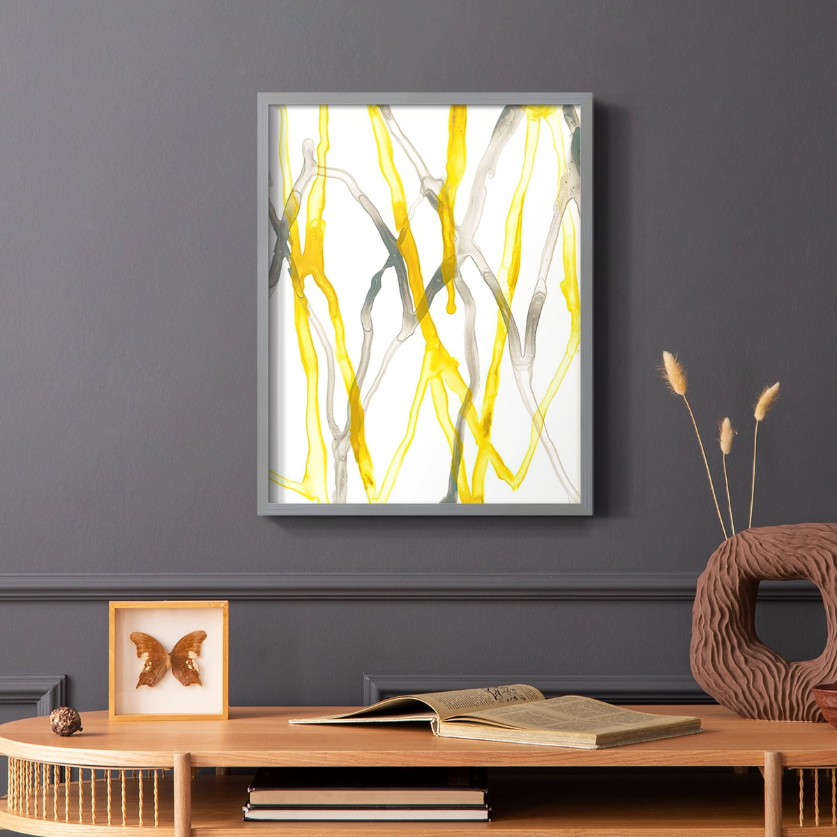 Runnel XX Framed Print in Gray Solid Wood Framed Print No Nail Hanging