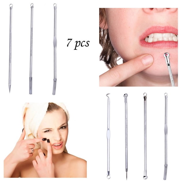 Blemishs 7 Pimple Pcs Remover Comedone Set Tool Extractor Other,Silver Beauty Equipment