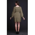 thumbnail image 6 of Bimba Green Leaves & Chrysanthemum Floral Women Tunic Top Long Sleeve Button Down Print Short Causal Dress-Medium, 6 of 7