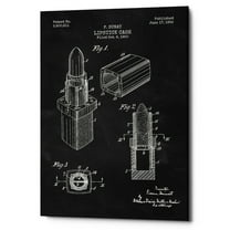 Epic Graffiti  "Lipstick Case Blueprint Chalkboard Patent" Giclee Canvas Wall Art, 12"x18" 26" x 40"