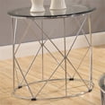 thumbnail image 3 of Furniture of America Fland Contemporary Glass Top Round End Table in Chrome, 3 of 6
