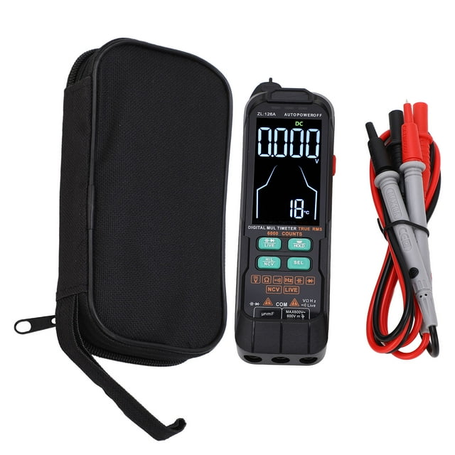 BuyWeek Multimètre Numérique, 6000 Compteurs DC AC Courant Tension Testeur Portable Voltmètre Capacitance Ohm Diode Multimètre Live Wire Tester Outils 600V