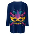 thumbnail image 5 of JGNGSHN Womens 3/4 Sleeve Shirts Casual Crew Neck Tops Trendy Carnival Themed Party Cruise Pullover Mask Print T-shirt, 5 of 5