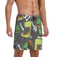 thumbnail image 2 of Balery Cartoon Dinosaurs Pantalones cortos de pijama de punto de algodón para hombre con cinturilla y bolsillos-X-Large, 2 of 6