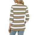 thumbnail image 5 of Bmawag Womens Shirts Plus Size 3/4 Sleeves Crew Neck Striped Lightweight Tops Blouses Casual Loose Women's Trendy Fashion T-Shirts Brown XXL, 5 of 6