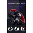 thumbnail image 4 of LED Bluetooth Wireless Foldable Headphone Headset with Built in Mic for Adults Children Work Home School for Universal Cell Phones, Laptop, Tablet, and More (Black Red), 4 of 6