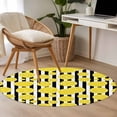 thumbnail image 5 of Round Area Rug 3ft,Summer Lemon Watercolor Washable Carpet Non-Slip Runner Accent Rugs Indoor Floor Mat for Bedroom Living Room Decor,Black White Stripe, 5 of 9