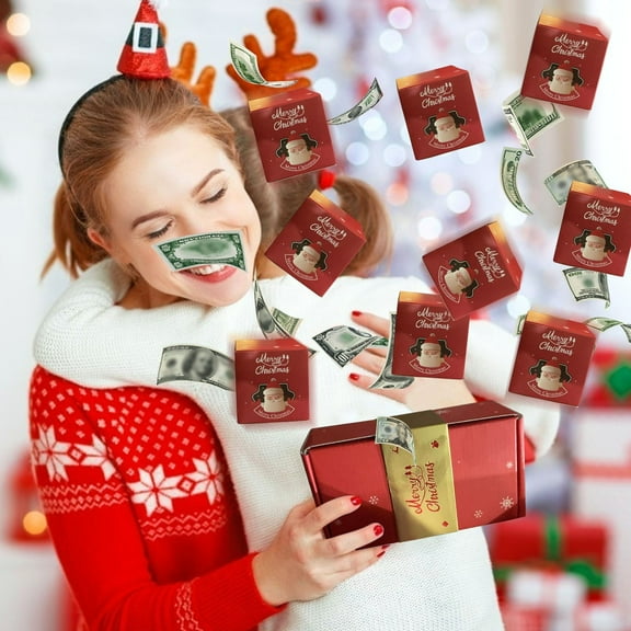 Nkmbld Money Explosion Gift Box, Merry Christmas Surprise Gift Boxes, Pop-Up Explosion Gift Unique Foldable Bouncing Envelope Box, Birthday and New Year Gifts, 5PC