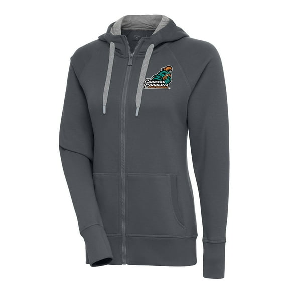 Women's Antigua Charcoal Coastal Carolina Chanticleers Victory Full-Zip Hoodie