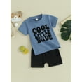 thumbnail image 4 of Yunliwuli Toddler Boy 2 Piece Summer Outfits Round Neck Short Sleeve Letter Print Tops + Elastic Waist Shorts Set Infant Baby Clothes, 4 of 10