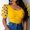 Yellow, variant on Women's Slim Short Sleeve Point Elastic Blouse T-Shirt, L, Black