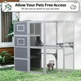thumbnail image 4 of COZIWOW Extra Large Wooden Cat Catio Outdoor Enclosure, 2 Resting Rooms, 2 Platforms, 4-Tier Cat Playpen, Grey, 4 of 9