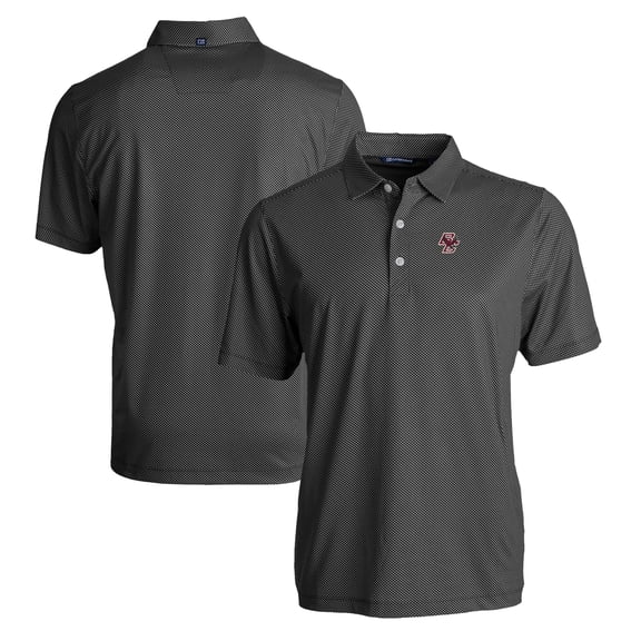 Men's Cutter & Buck Black/White Boston College Eagles Big & Tall Pike Eco Symmetry Print Stretch Recycled Polo