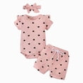 thumbnail image 3 of Baby Girl Summer Clothes Cute Bowknot Romper Shorts Outfits Ruffle Short Sleeve Bodysuit Tops Newborn Set Outfit, 3 of 4
