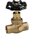 thumbnail image 1 of Valve d'Arrêt Droite en Cuivre 1/2 Pouces - avec Drain + Poignée Noire, 1 of 1