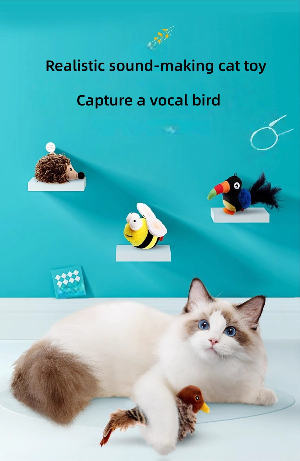 Realistic Sound Cat Teaser Toy, Simulated Interactive Chew Stick Wand, Durable Play Accessory Encouraging Activity Training Biting Entertainment Companion