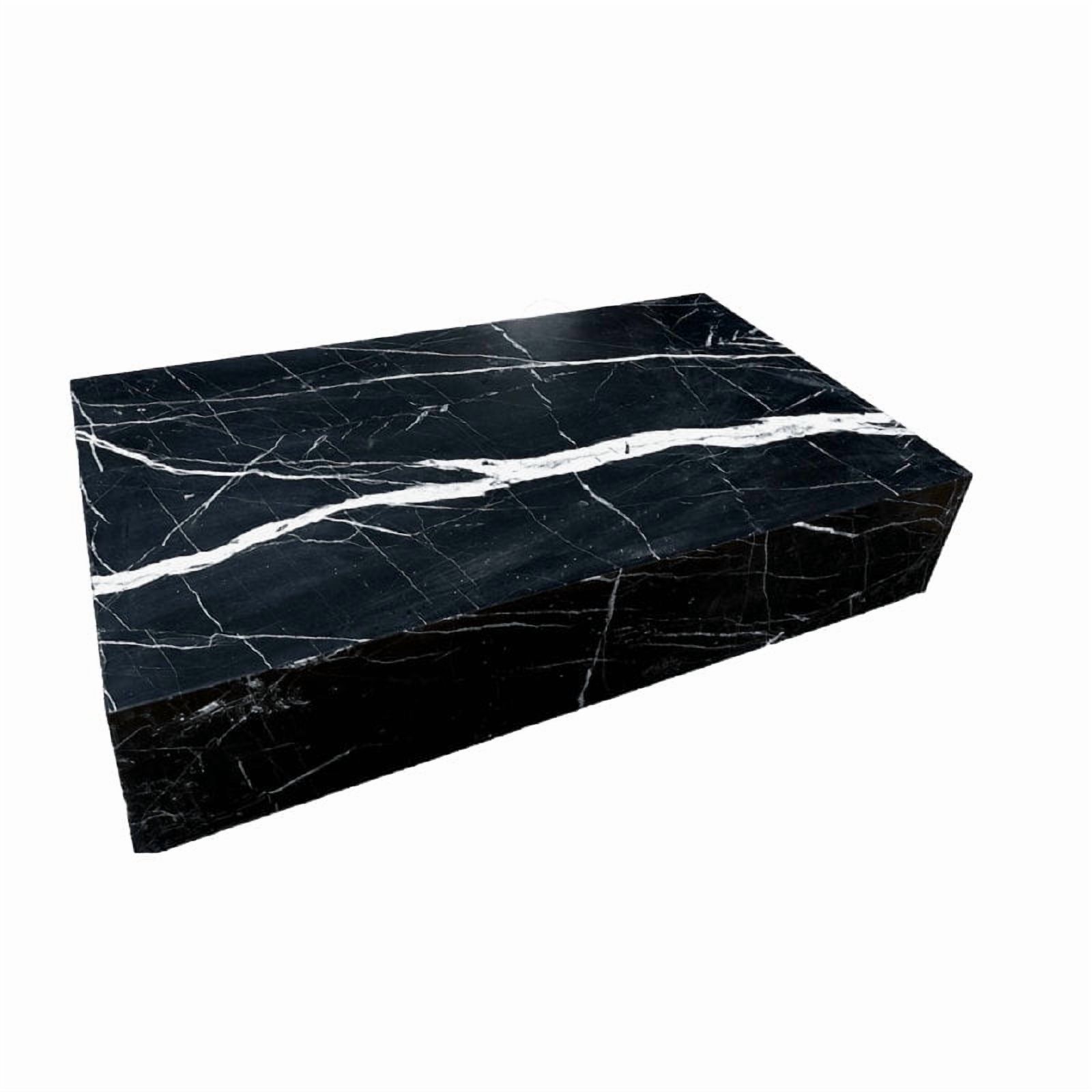Genuine Marble Block Coffee Table - Black Marble, 54" Extra Large