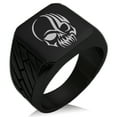 thumbnail image 1 of Stainless Steel Death Zombie Skull Geometric Pattern Biker Style Polished Ring, 1 of 1