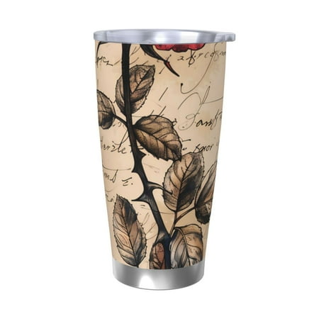 

Tideii Vintage Rose Botanical Art for 20OZ Car Cup Stainless Steel Cold and Hot Cup with Lid Suitable for Outdoor and Home Unisex-Without Straw