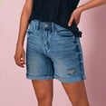 thumbnail image 4 of KALE Jean Shorts Womens Denim Stretchy Mid High Waisted Plus Size Casual Trendy Loose Fit Hot Short Jeans Denim Shorts Women Short Blue, 4 of 5