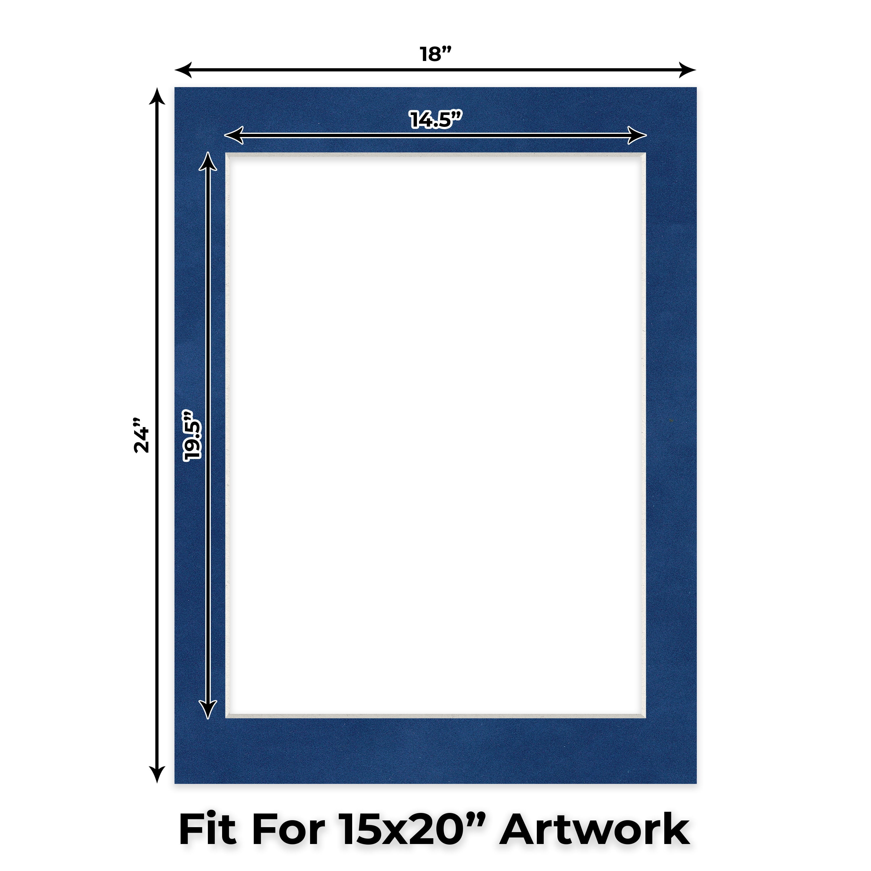 Brooke Blue Suede Picture Frame Mat for 18x24 Frames - Fits 15x20 Photos - 25 Mats