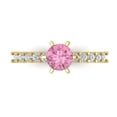 thumbnail image 2 of 1.05ct round cut pink Zircon 18k yellow gold Bridal Wedding Engagement Promise Anniversary Ring for Women size 10.25, 2 of 7