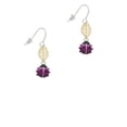 thumbnail image 2 of Delight Jewelry Silvertone Mini Hot Purple Ladybug Goldtone Leaf French Earrings, 2 of 4