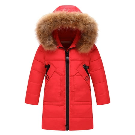 

nsendm Kids Girls Winter Hooded Down Coat Jacket Padded Overcoat Winter Coat for Girls Size 8 Coat Red 9-11 Years