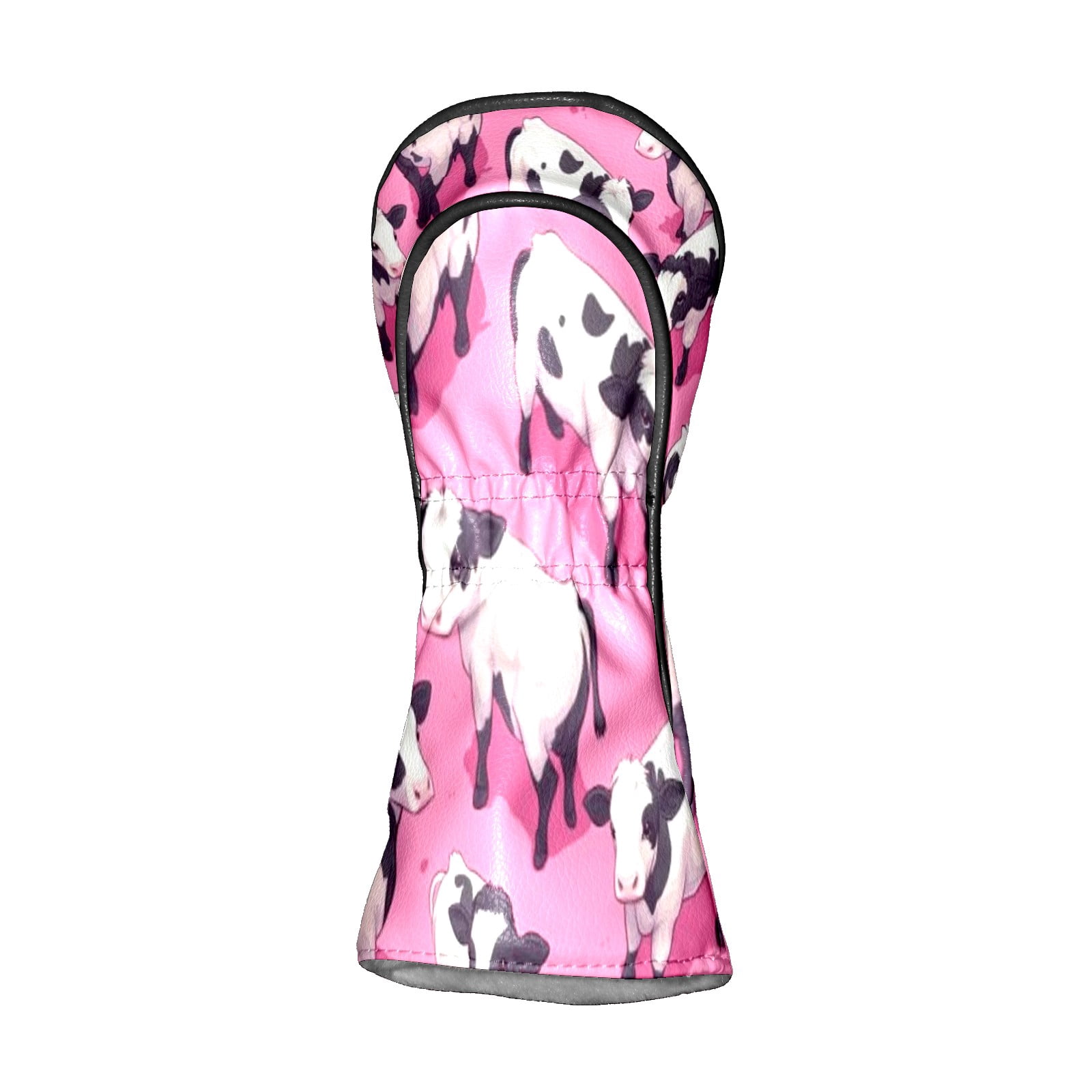Golf Club Head Covers - Cow Pattern, PU Leather, Waterproof, Fits Fairway Woods/Hybrid, Unisex, Fits Most Brands