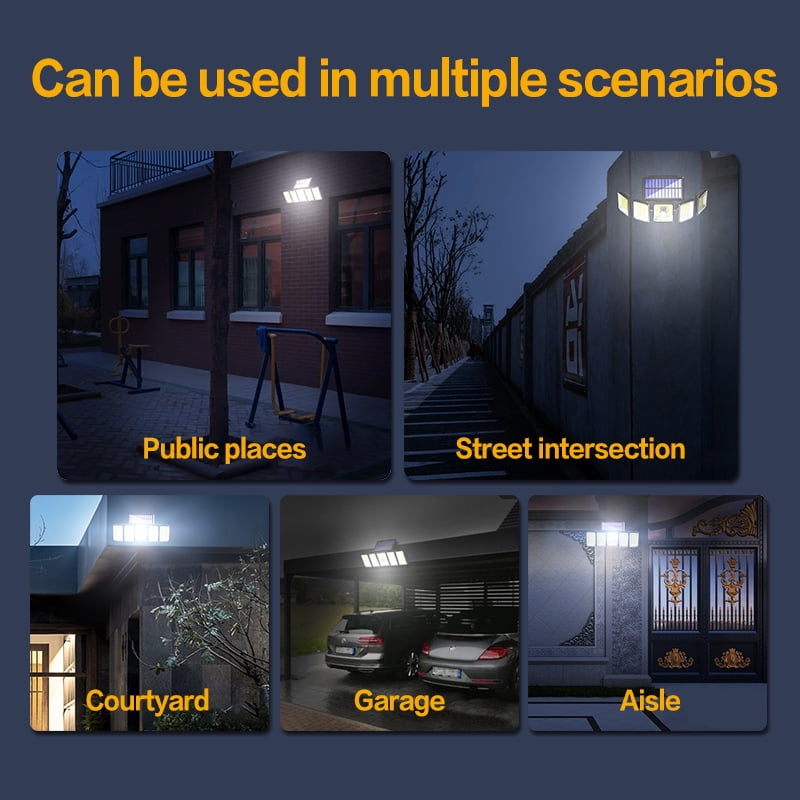 2 Pack Solar Lights Outdoor 300 LED 7000K Motion Sensor  Lights, 5 Heads Waterproof  Security Solar Flood Lights, 270° Wide Angle Illumination  Wall Lights for Yard,Garage,Patio Entryways