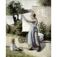 thumbnail image 2 of Pissarro, Camille 20x24 Gold Ornate Wood Framed with Double Matting Museum Art Print Titled - Woman Hanging Laundry, 2 of 4
