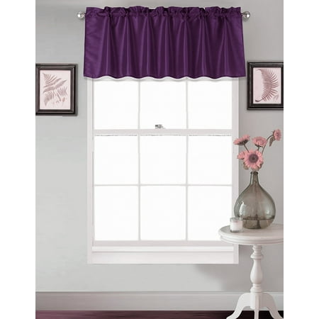 Silk Elements Inc (S18) PURPLE 1PC Elegant Straight Faux Silk Rod Pocket Swag Waterfall Valance, 55