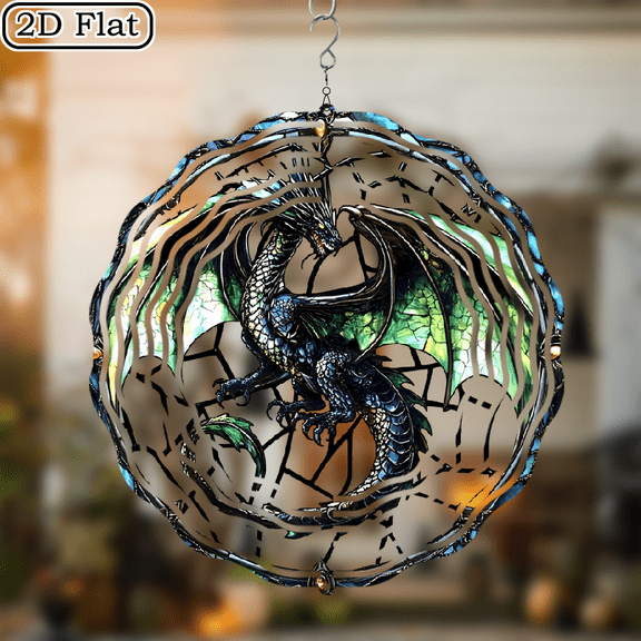 3D Rotating Ancient Dragon Wind Chime -360 degree Rotating Design Courtyard Garden Decoration Modern Art Natural Inspiration Wind Chime 10 * 10 No Electricity Required