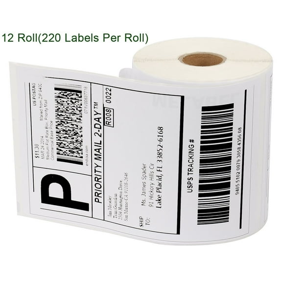 12 Rolls Thermal Shipping Labels 4x6 Compatible Dymo 4XL Labelwriter 1744907 New