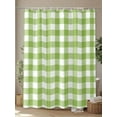 thumbnail image 4 of Shower Curtain Sage Green Buffalo Check Plaid Shower Curtains for Bathroom, Waterproof Polyester Shower Curtain Set with Hooks, Stall Long Size 54"x78" Farmhouse Style, 4 of 6
