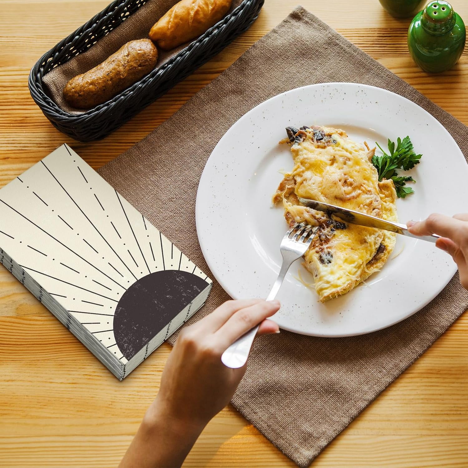 Disposable Hand Napkins Guest Towels Disposable Bathroom Hand Napkins Guest Decorative Kitchen Towels for Party Dinners Wedding Bathroom(100 Pcs,Black Sun)