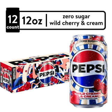 Pepsi Zero Sugar Soda Wild Cherry & Cream 12 fl oz, 12 Count Cans