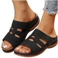 thumbnail image 2 of Womens Slide Sandals Comfort Everyday Casual Open Toe Mule Slip On Breathable for Home Walking Errands Black,Size 7, 2 of 9