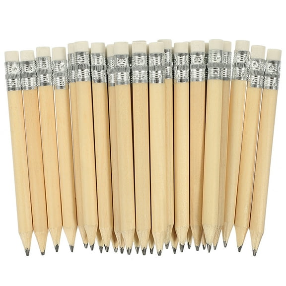 Supvox 30Pcs Short Natural Wood Pencils with Erasers Compact Pencils for Daily Use