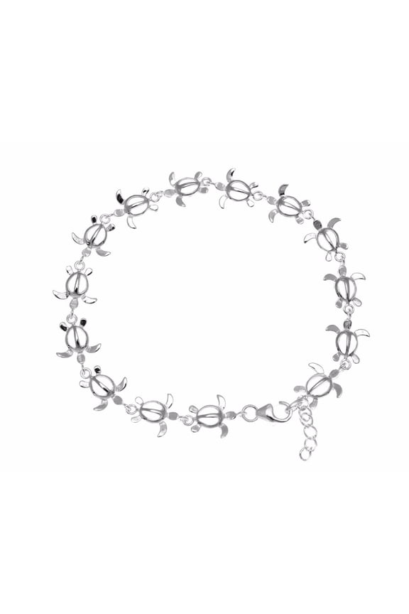 925 sterling silver Hawaiian honu sea turtle anklet size 9.5"+