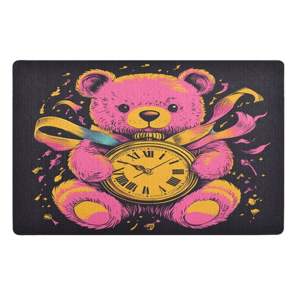 BZSMCE Floor Mats 32x20in Bear Hug Clock Creativity Doormats