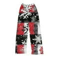 thumbnail image 4 of Women's Christmas Printed Plush Pants, Full Length Long Trousers for Winter Casual Wear, Soft and Warm Fleece Material with Festive Design,Red,XL, 4 of 5