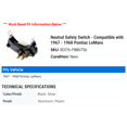thumbnail image 2 of Neutral Safety Switch - Compatible with 1967 - 1968 Pontiac LeMans, 2 of 2