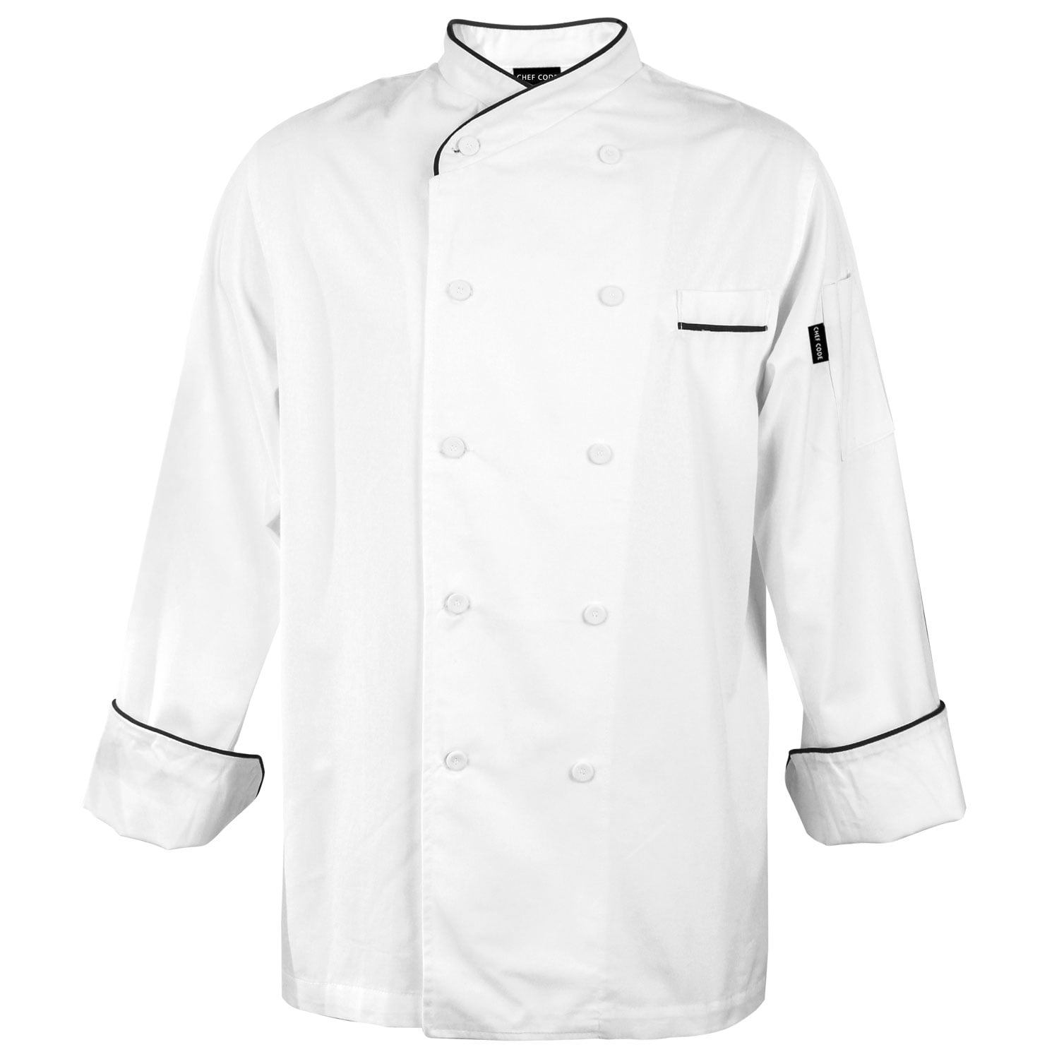 Women’s Chef Coat with Piping – Tailored Chef Coat with Fabric Covered Buttons XS-3X, 9 Colors