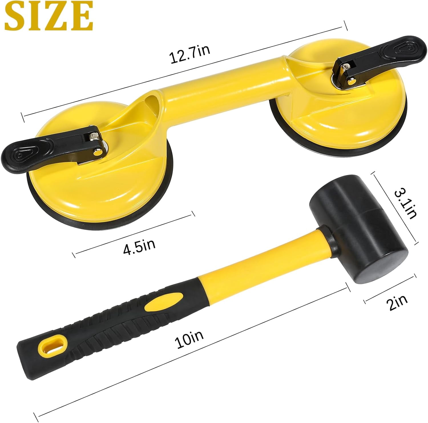 RGHJAR-Floor Gap Fixer Tool for Laminate Floor Gap Repair Plank Grabber Includes Heavy Duty Aluminum Suction Cup and Fiberglass Handle Rubber Mallet (Can't Use on Scraped Surface Floor)