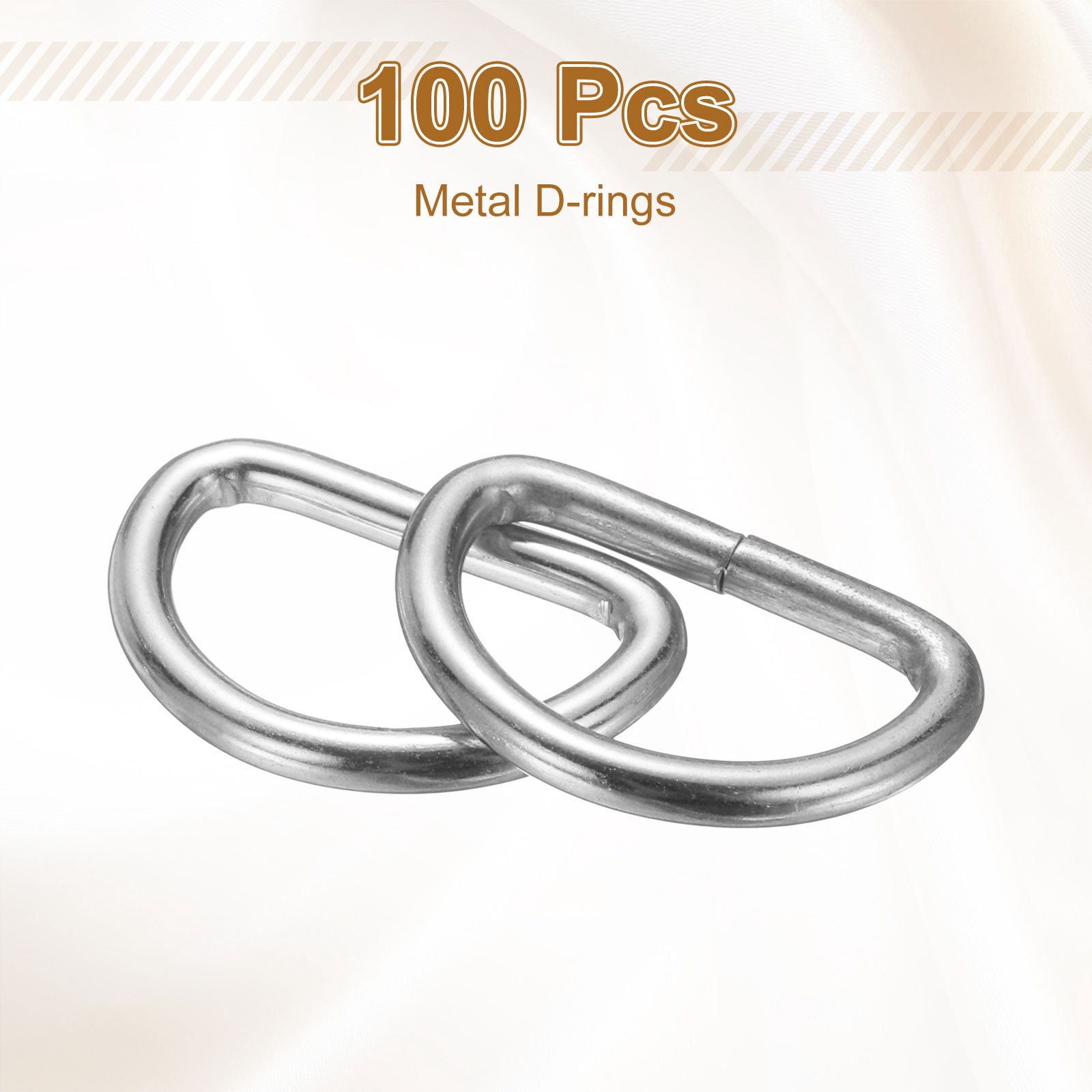 Uxcell 100pcs D Ring 3/4" (20mm) Metal Electroplate D-Shape Buckle Clips, Silver