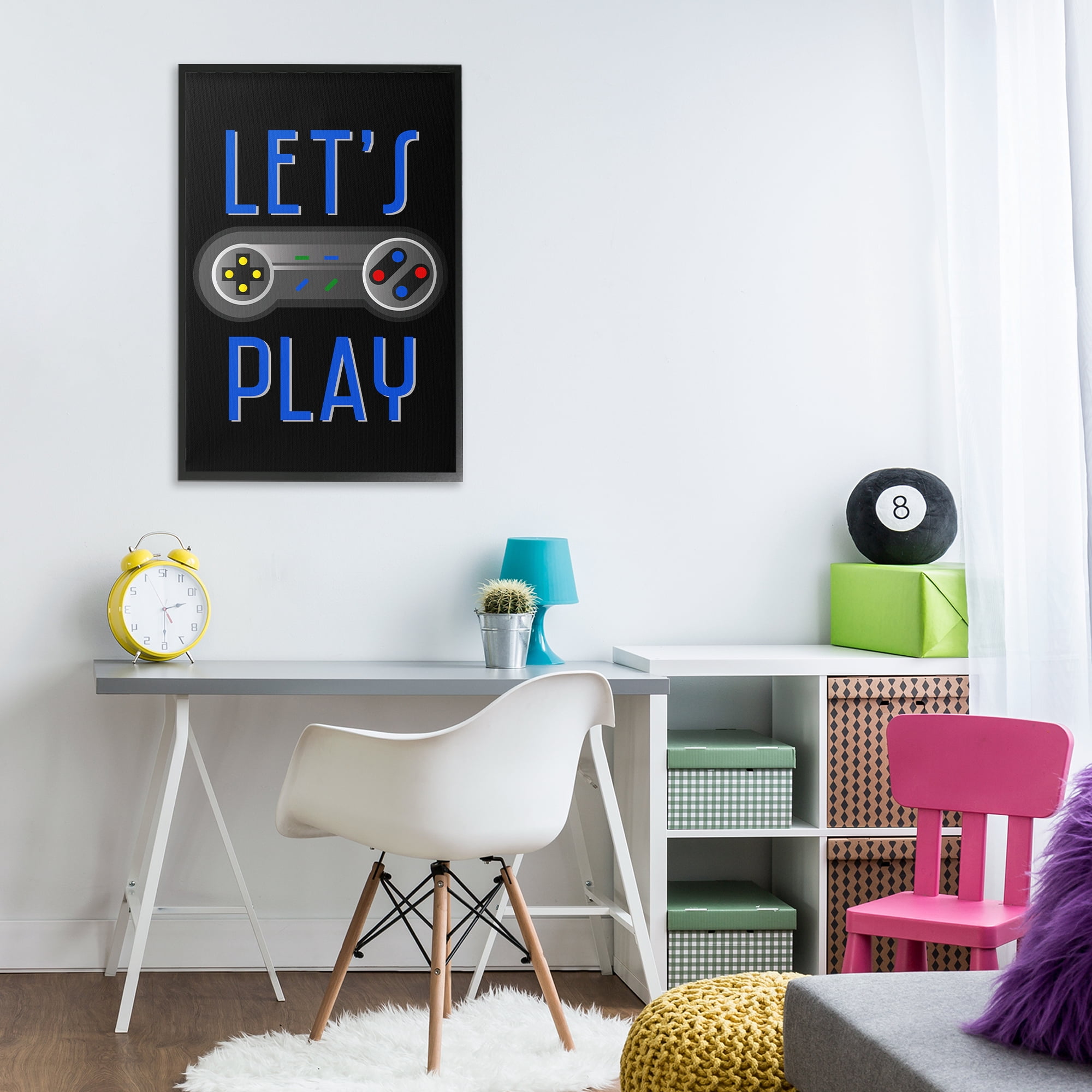 Stupell Industries Vintage Lets Play Games Typography Painting Black Framed Art Print Wall Art, 20 x 30