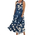 thumbnail image 2 of Viikei Women's Casual Summer Tank Dress Sleeveless,New Women's Sleeveless and Linen Round Neck Printed Long Dress Navy S, 2 of 5