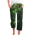 thumbnail image 3 of lcziwo 90% off Clearance Sale, St Patricks Day Capris for Women Casual Drawstring High Waisted Workout Cropped Pant Fashion Shamrock Clover Print Capri Pants with Pockets Green XXL, 3 of 6